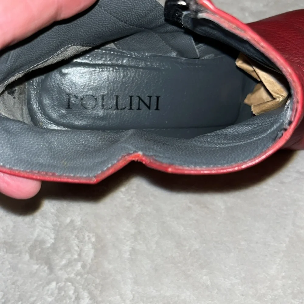 Pollini Vintage Woman’s Red Leather Heeled Ankle Boots Sz 36